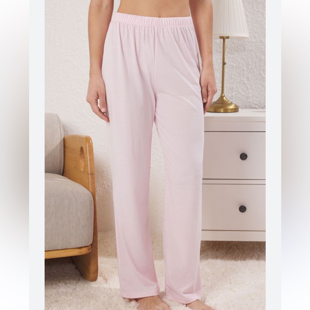 Vassarette Pink Piping Pajama Lounge Pants Slip Nylon Coquette Sleepwear Small